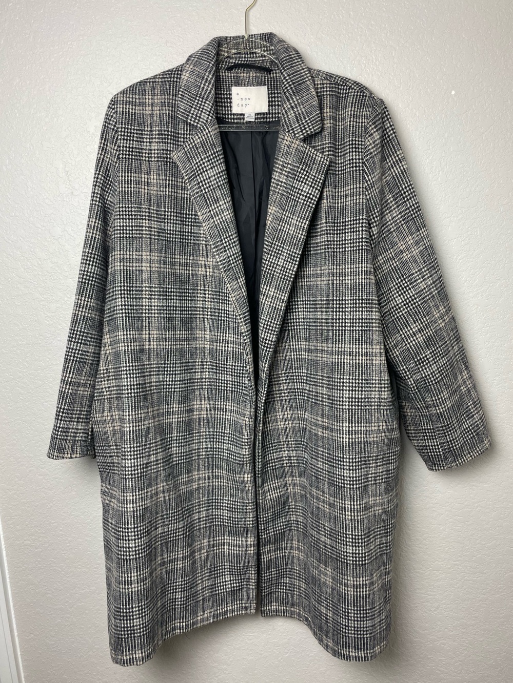 a new day Gray Plaid Long Trench Winter Coat Size XL